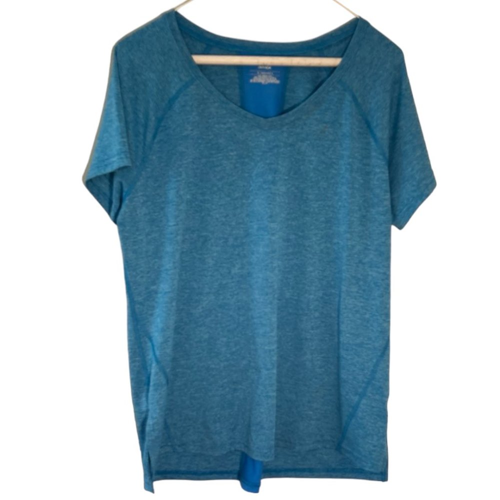 Tek Gear Top- Drytec Mesh Stripe on Back- V Neck Sz L  328